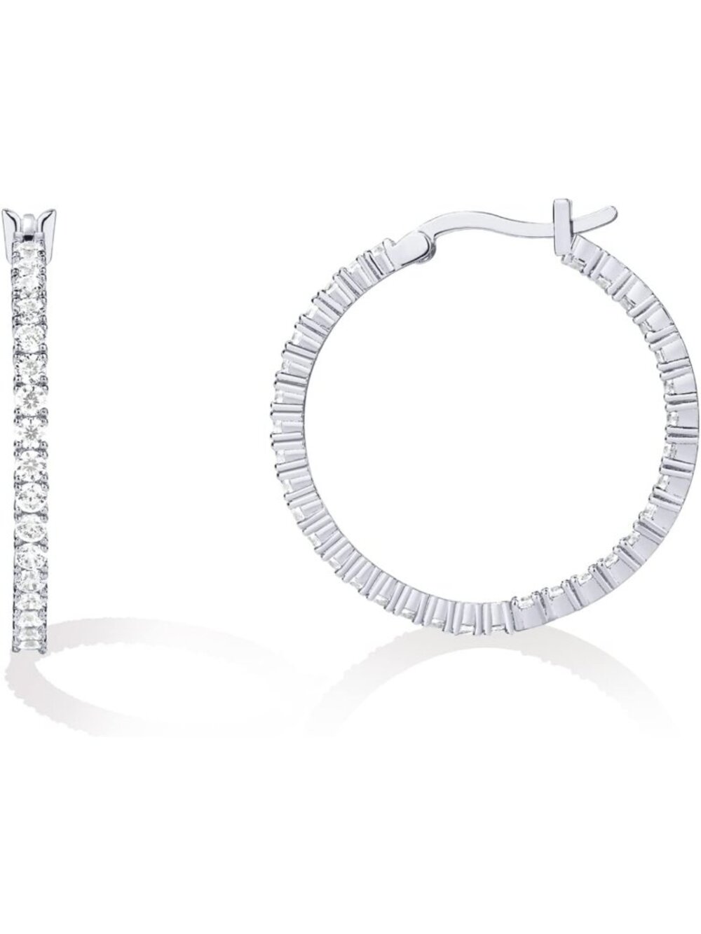 Elegant 14K Gold Plated Inside Out Hoop Earrings with Sparkling Cubic Zirconia